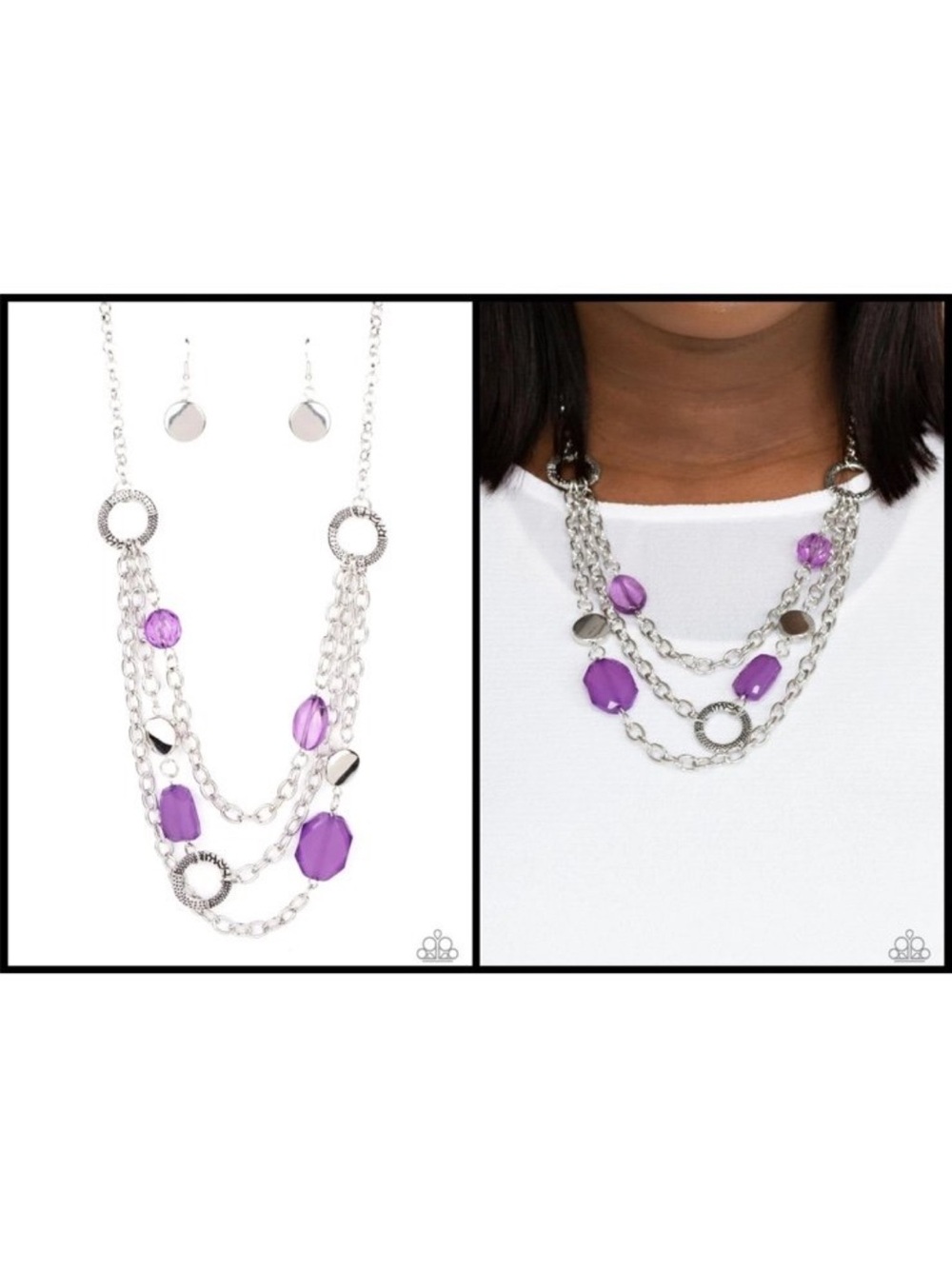 New Purple necklace and earrings set - Picture 2 of 4